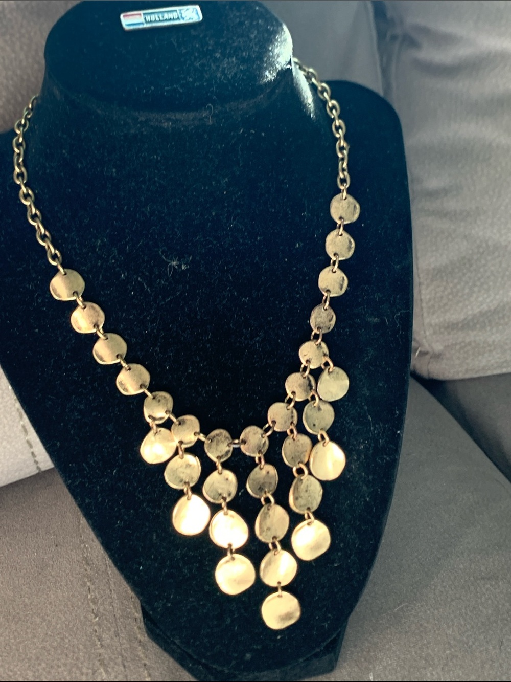 Vintage Layered Gold Disc Statement Necklace for Women 18”